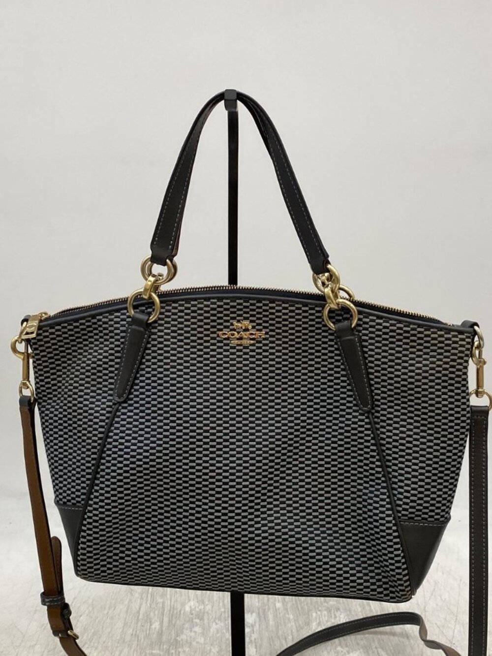Coach Kelsey Black/Blue Jacquard Satchel Handbag/Purse
